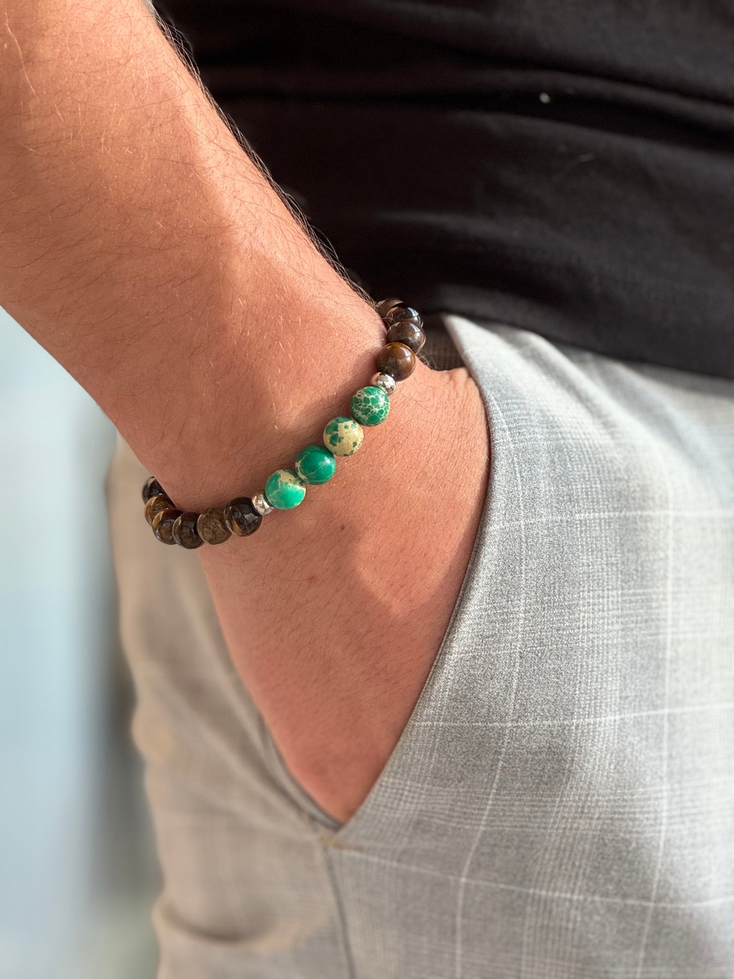 Bracelet Œil de Tigre ajustable – Finition satinée